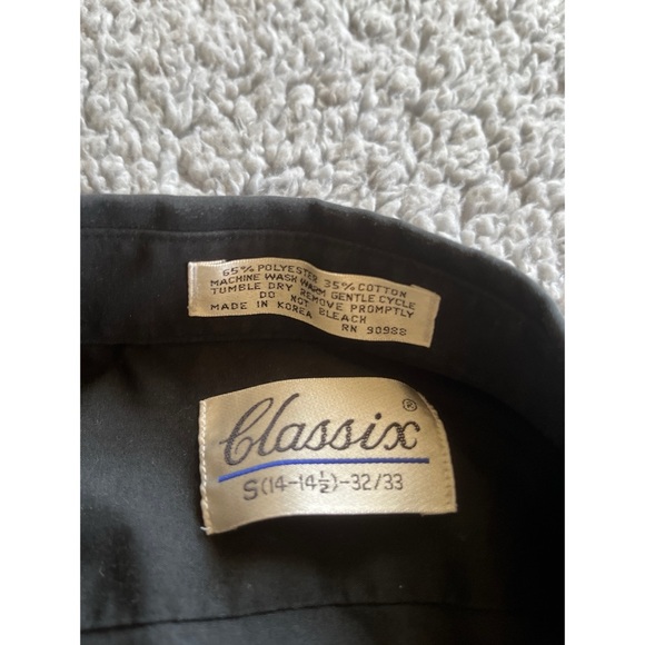 Classix Men’s Small Black Long Sleeve Button Down Dress Shirt. - Picture 2 of 4
